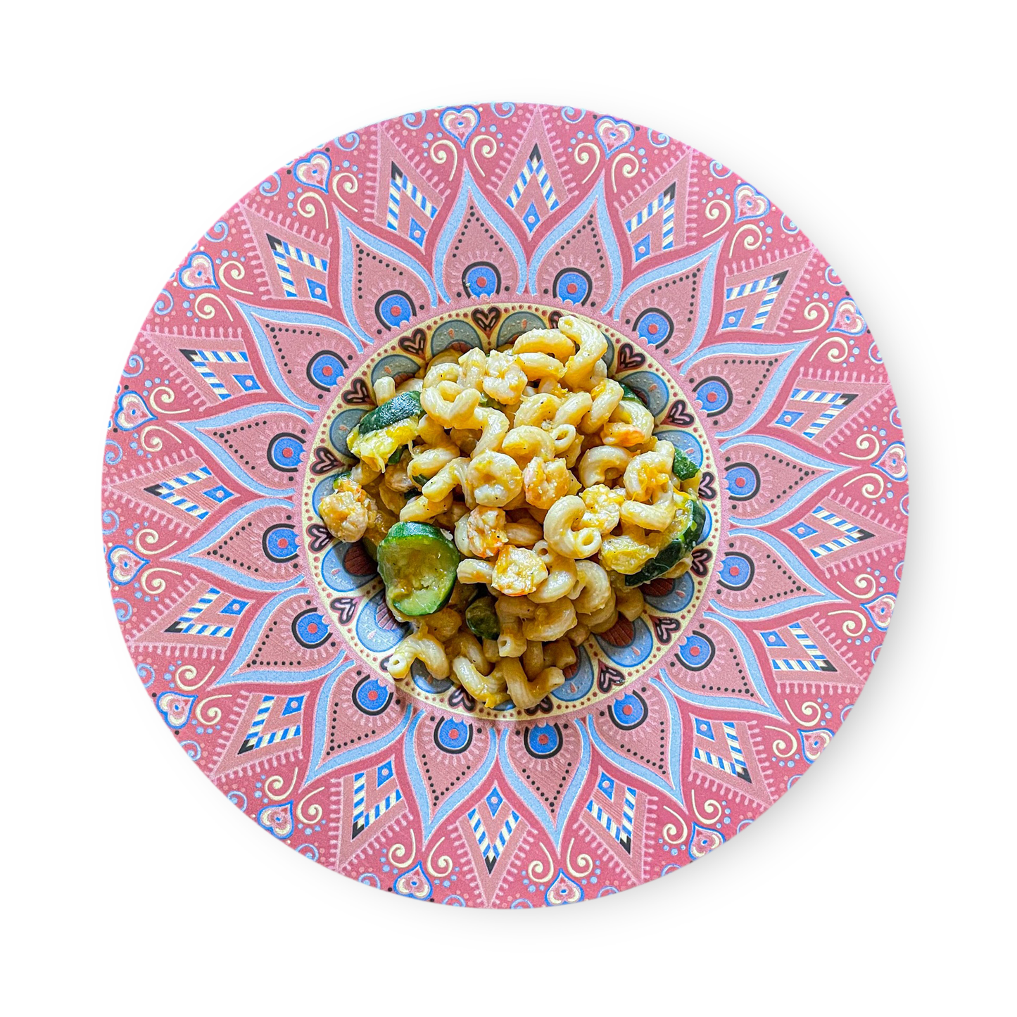 Whole wheat pasta with courgettes and shrimps
